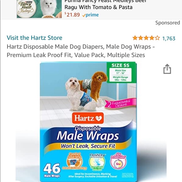 HARTZ disposable male wraps size ss